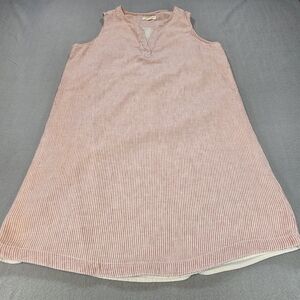 Beachlunchlounge Striped Shift Dress Womens Large Red White Linen Blend
